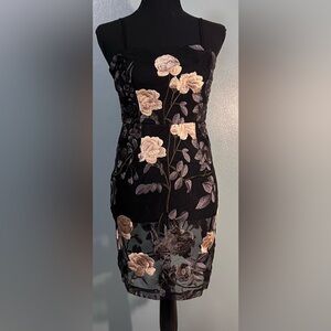 Lulu's Black floral embroidered dress​